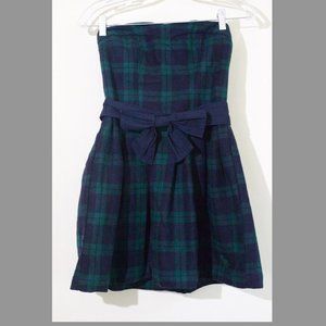 Abercrombie & Fitch Green/Navy Plaid Wool Mini Dress (Strapless, Size 4)